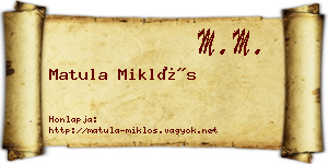 Matula Miklós névjegykártya